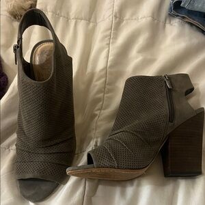 Vince Camuto Khaki Peep-Toe Heeled Booties